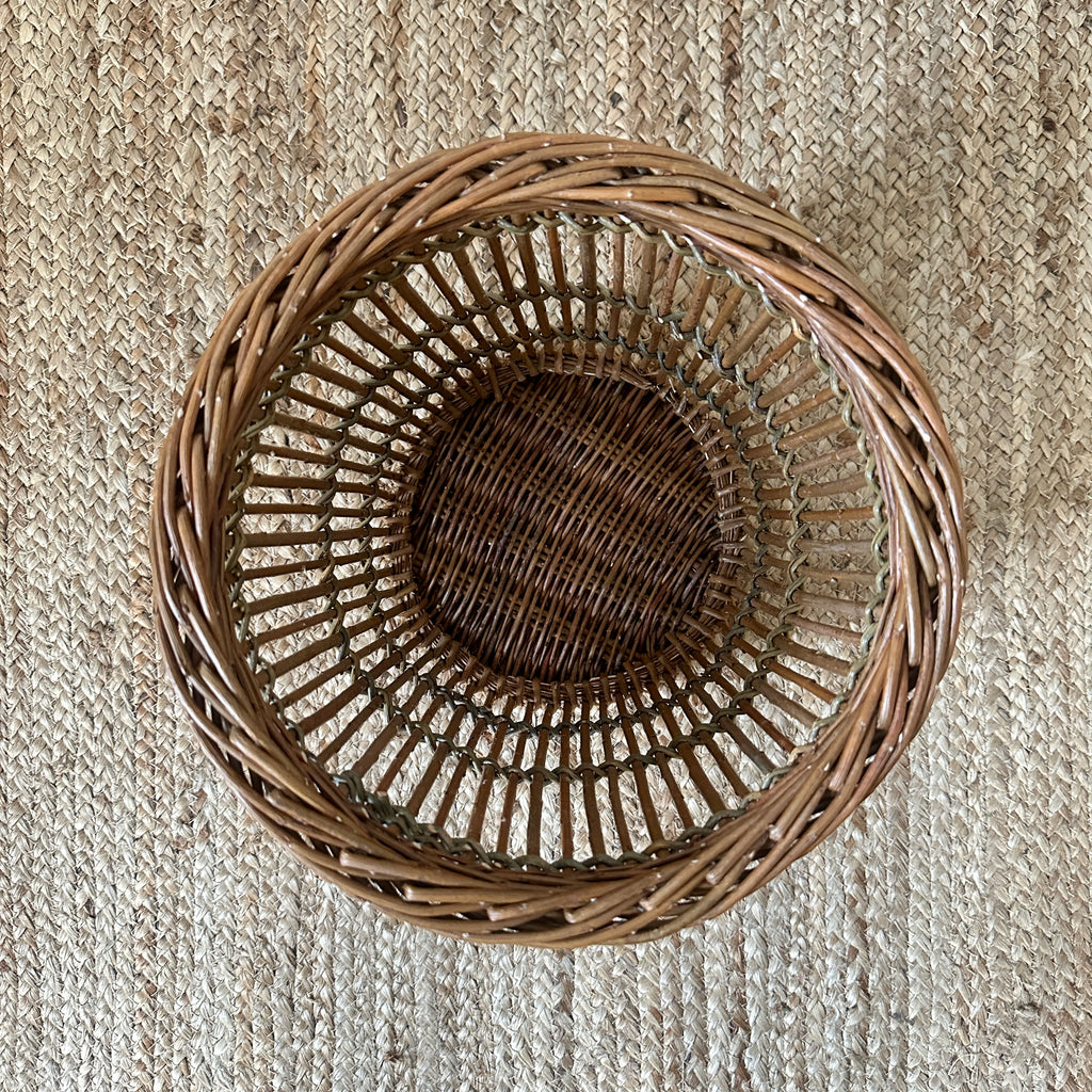 Openwork Waste Basket - Brown