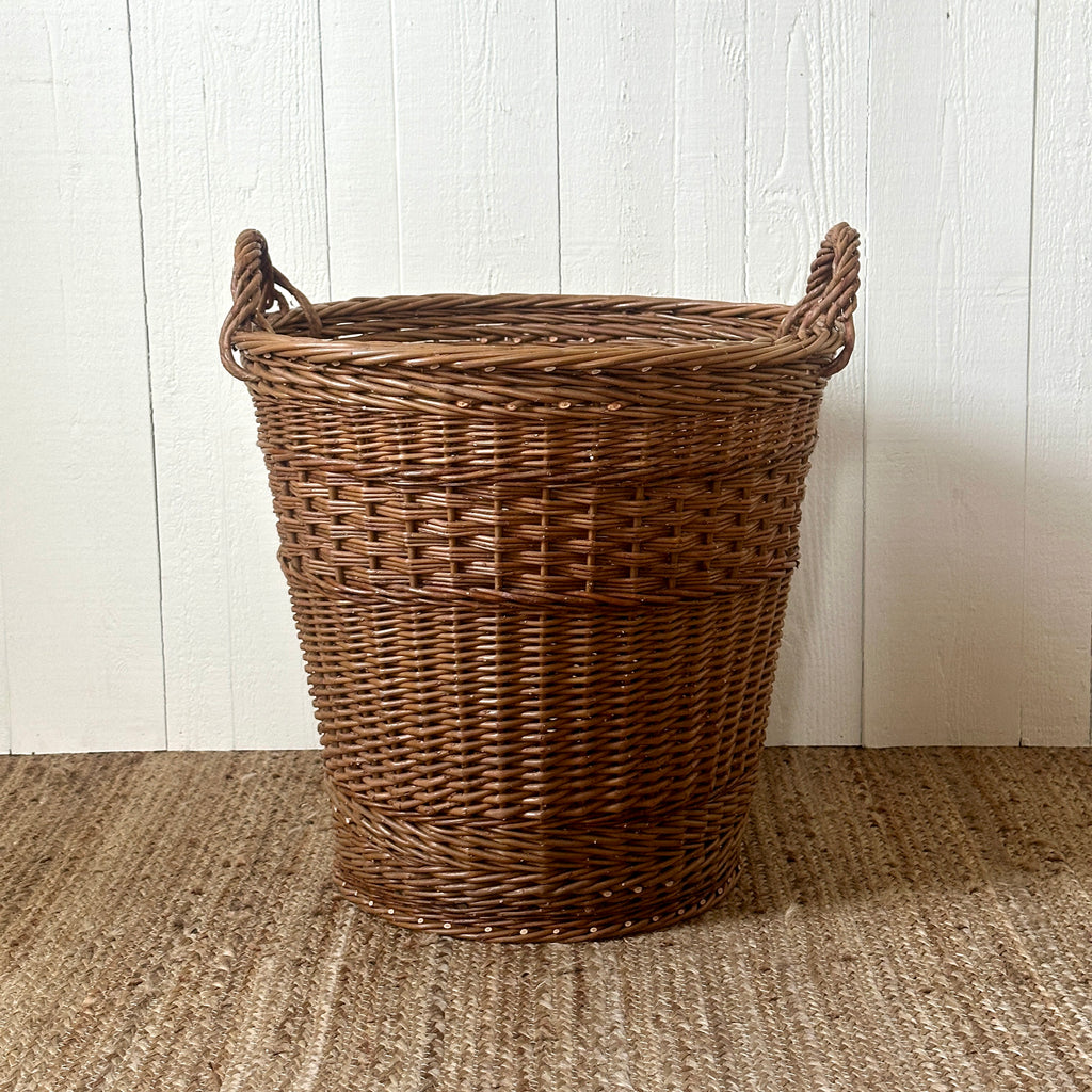 Large Round Wicker Log Basket - Brown