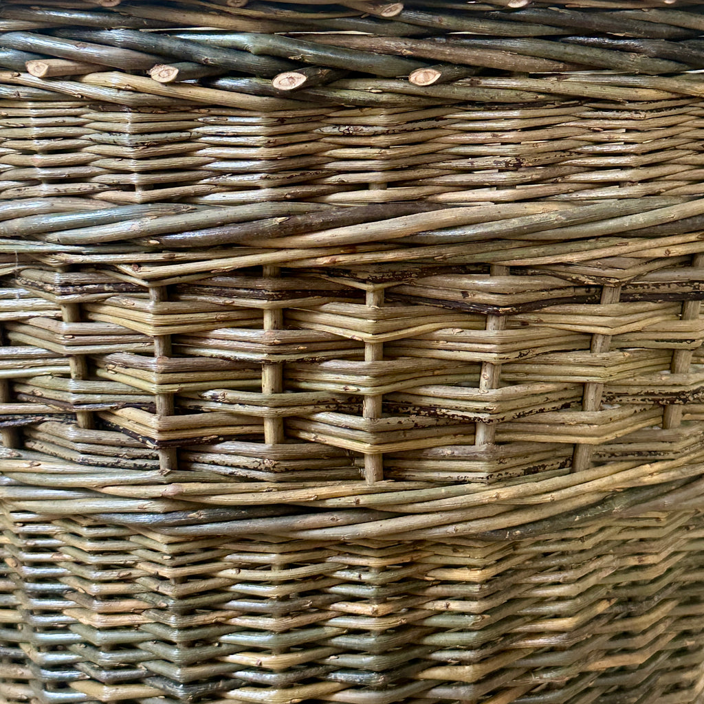 Large Wicker Round Log Basket - Green