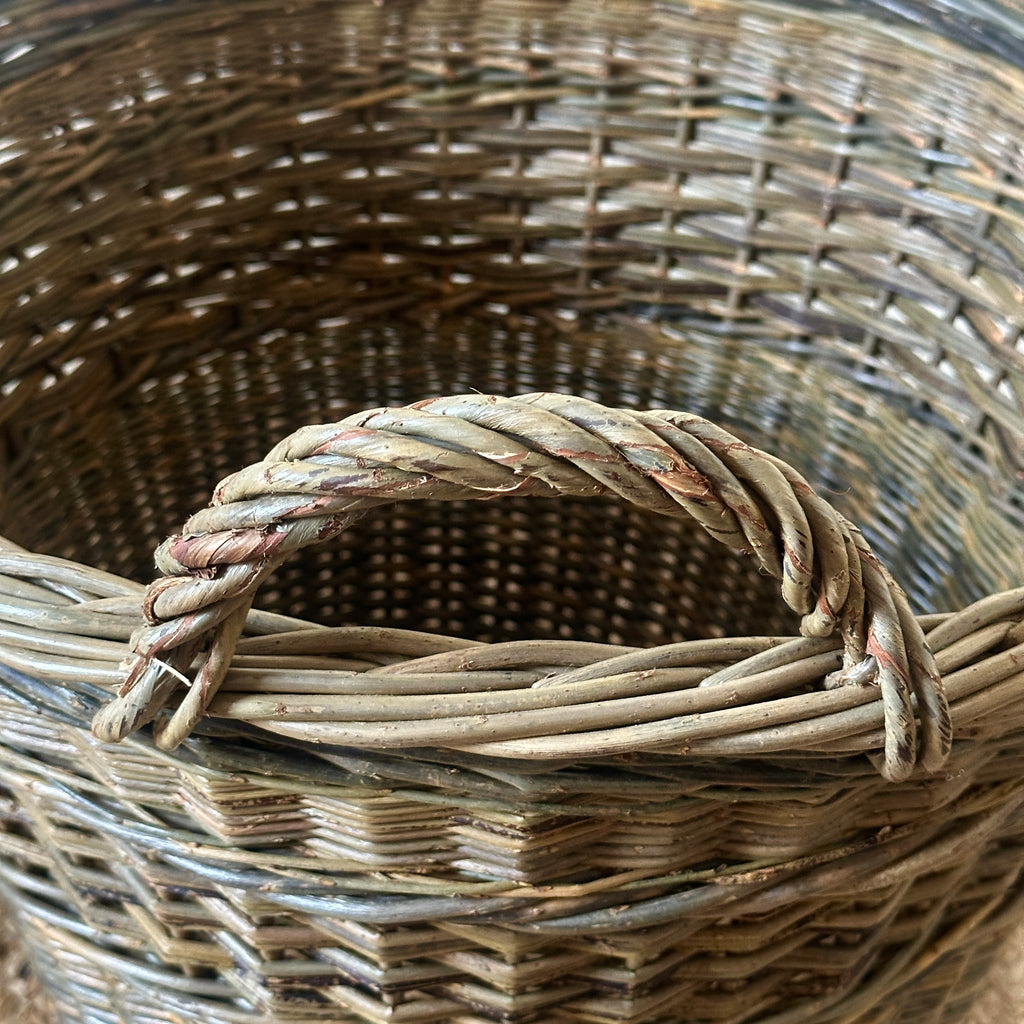 Large Wicker Round Log Basket - Green