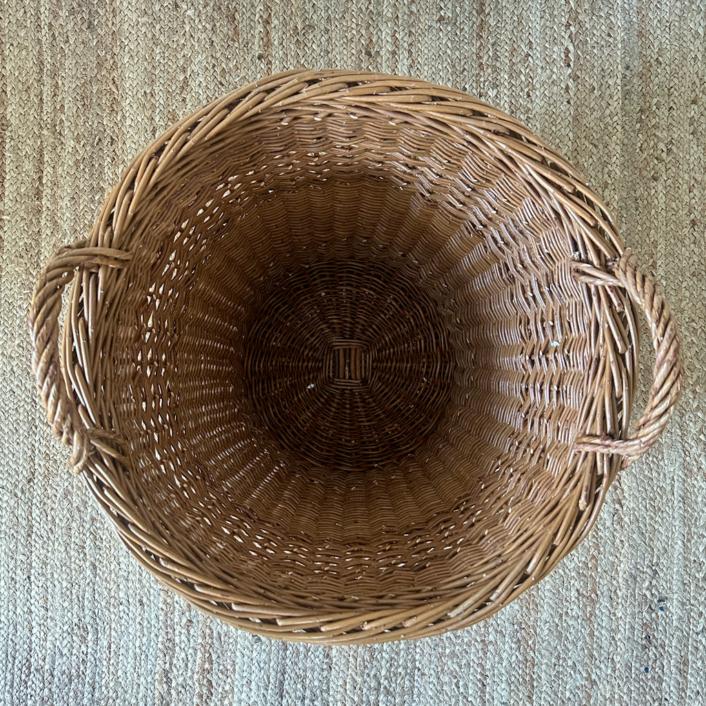Large Round Wicker Log Basket - Brown