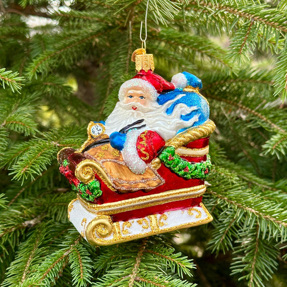 Santa in Sleigh Christmas Ornament