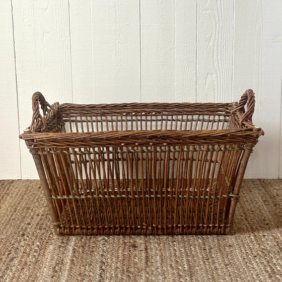 23" Rectangular Openwork Wicker Laundry Basket - Brown