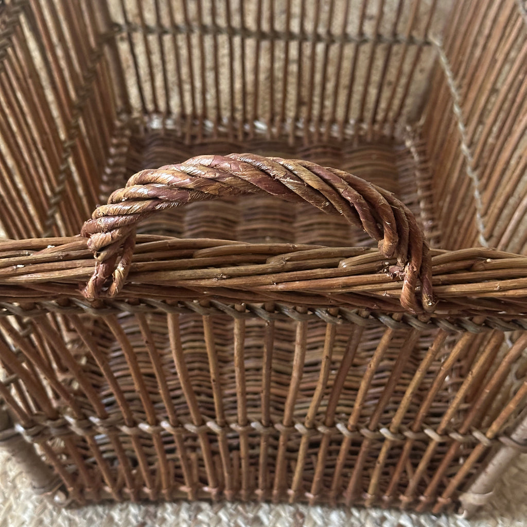 23" Rectangular Openwork Wicker Laundry Basket - Brown