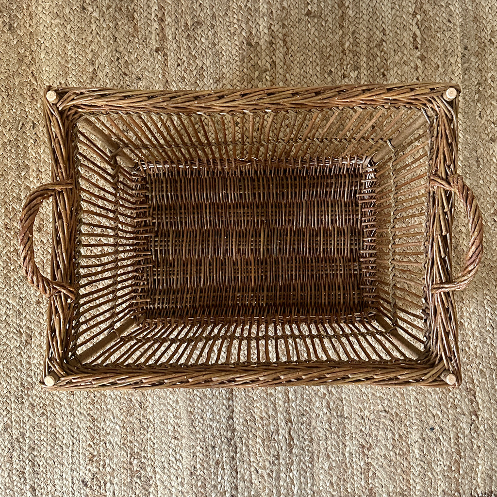 23" Rectangular Openwork Wicker Laundry Basket - Brown