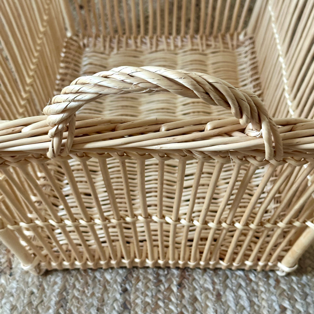 23" Openwork Wicker Laundry Basket - White