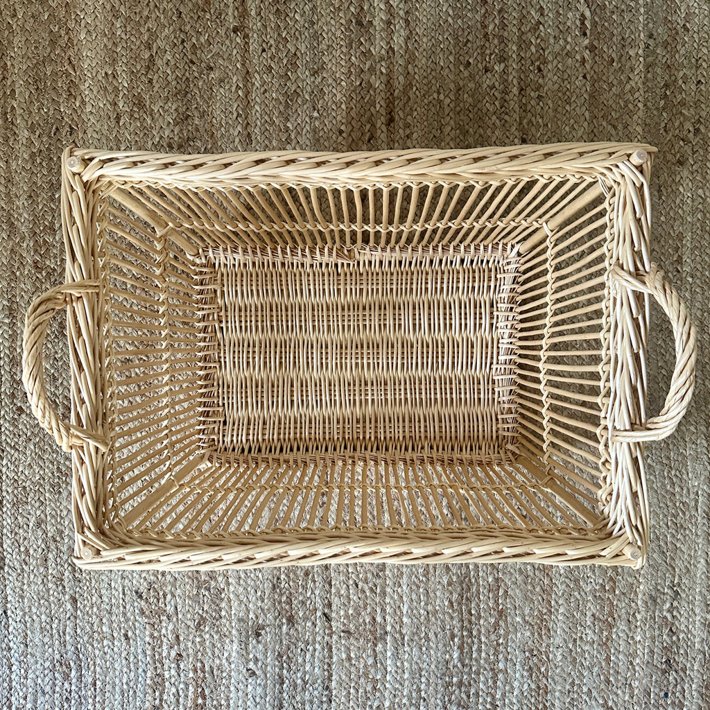 23" Openwork Wicker Laundry Basket - White