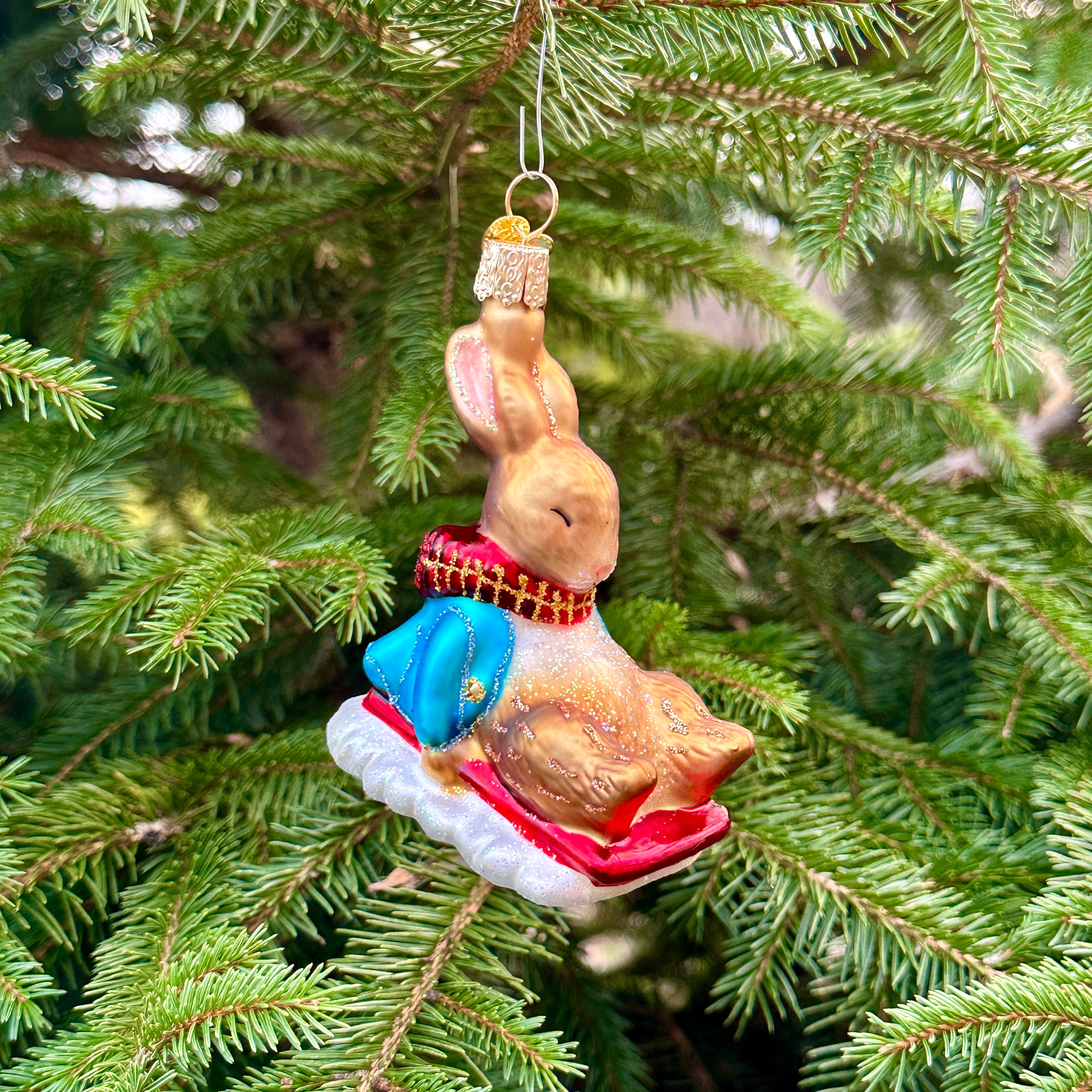 Peter Rabbit Sled Peter Rabbit On Sled Ornament - Larger Cross