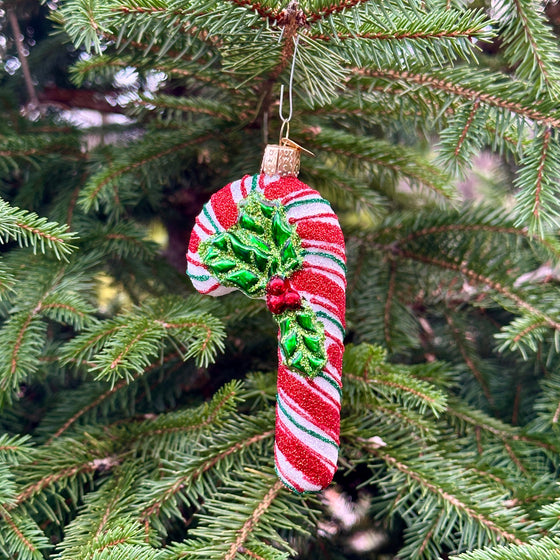 Glistening Candy Cane Christmas Tree Ornament