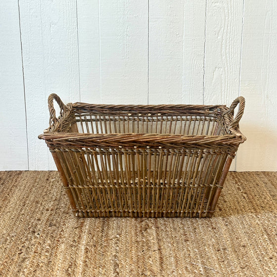 21" Rectangular Openwork Wicker Laundry Basket - Green