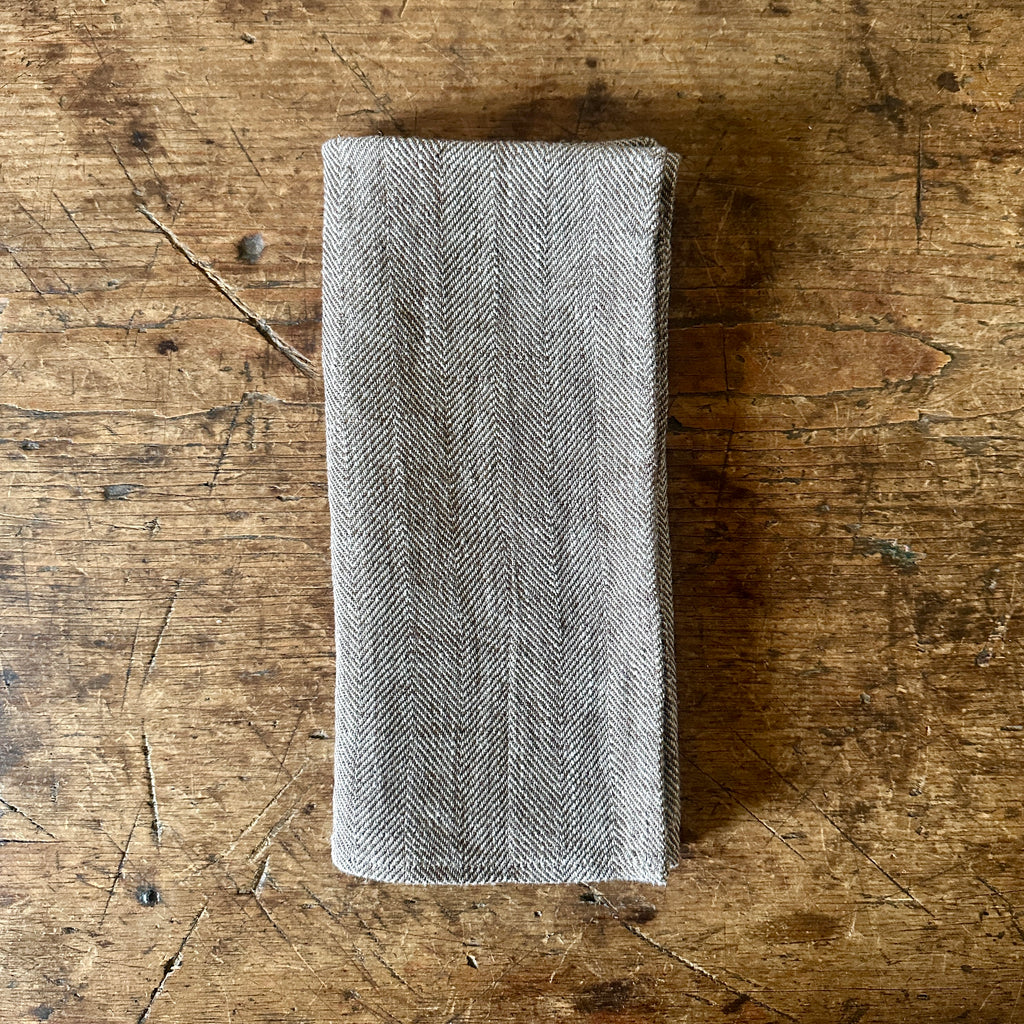 Brown Herringbone Weave Linen Napkins