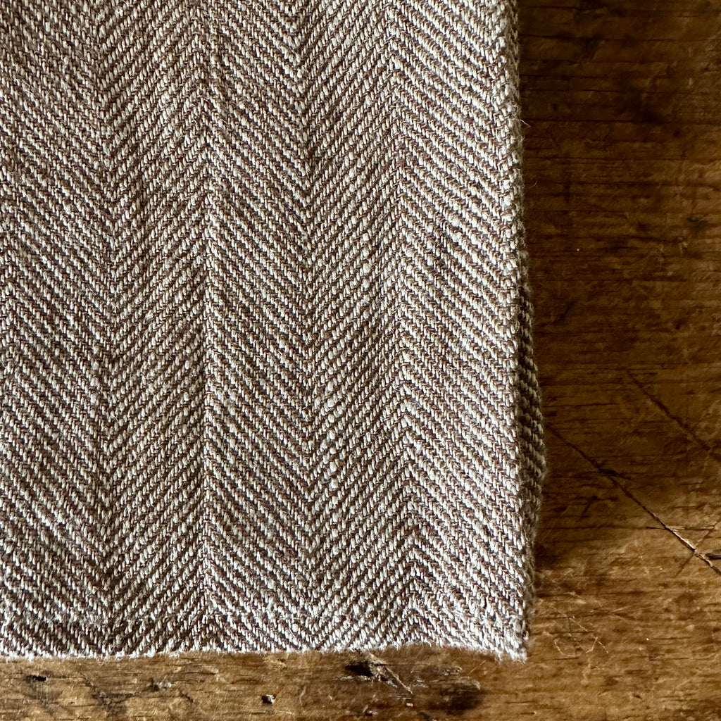 Brown Herringbone Weave Linen Napkins