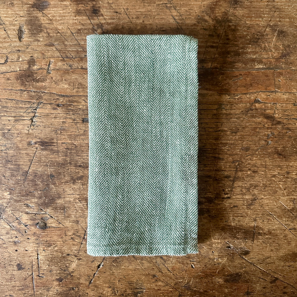 Forest Herringbone Weave Linen Napkins