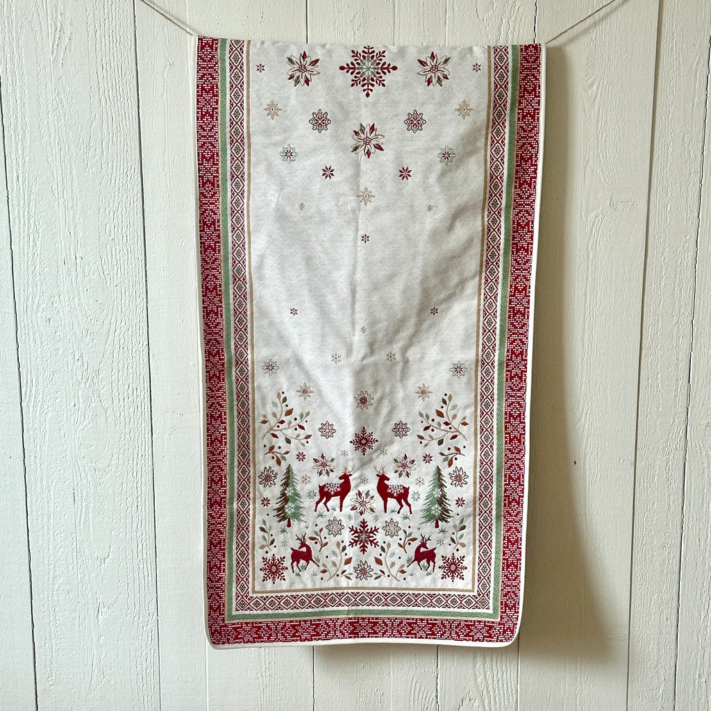 Ivory Holiday Jacquard Table Runner