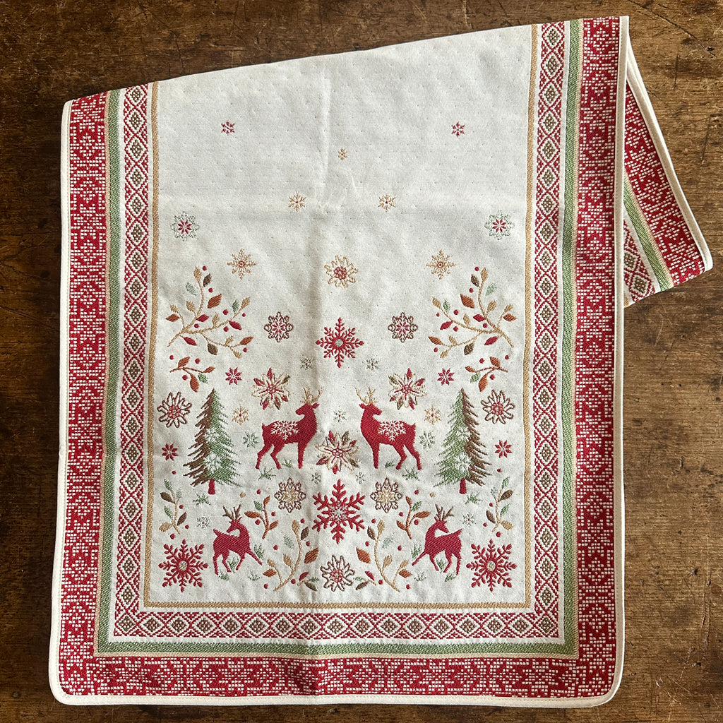 Ivory Holiday Jacquard Table Runner