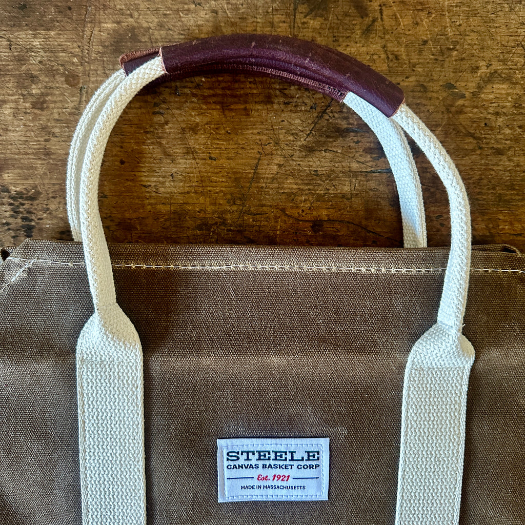Waxed Brown Canvas & Leather Log Carrier