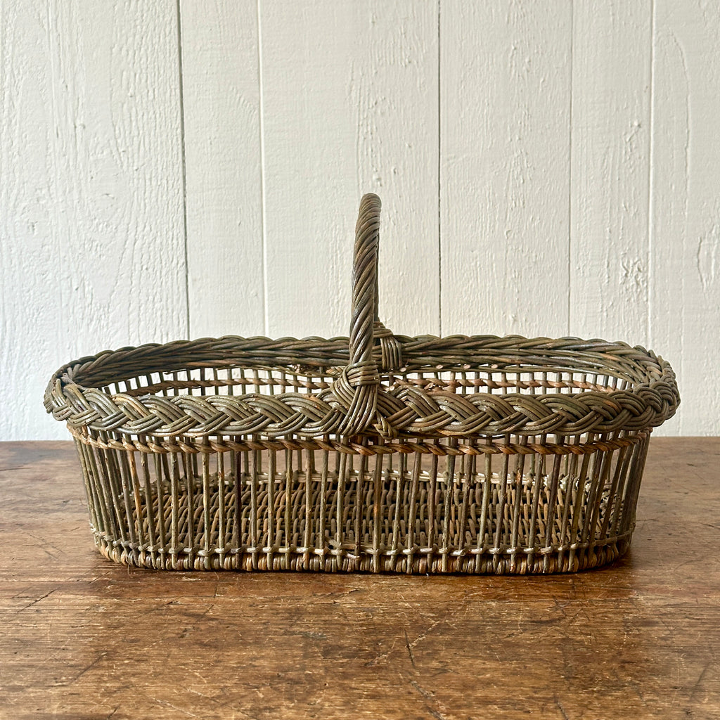 Green Openwork Wicker Butter Basket