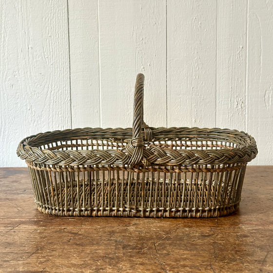 Green Openwork Wicker Butter Basket