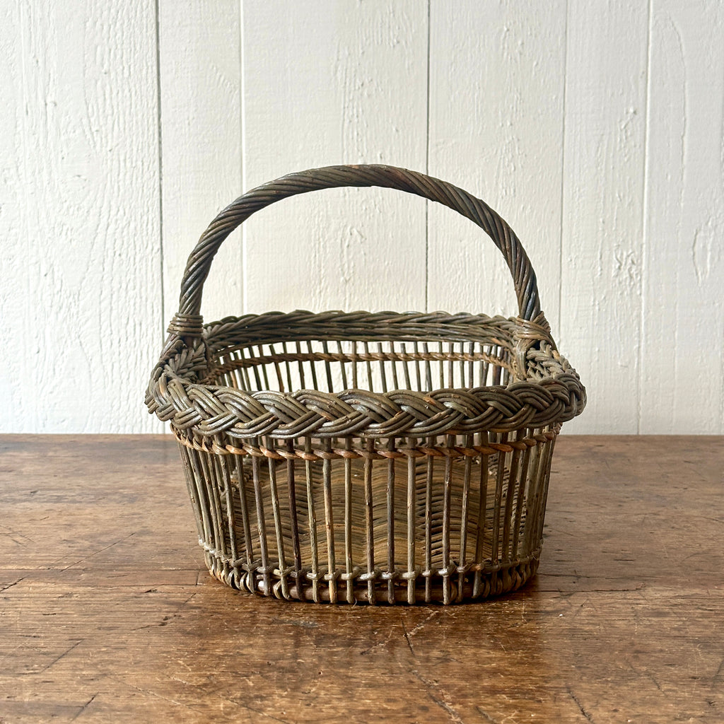 Green Openwork Wicker Butter Basket