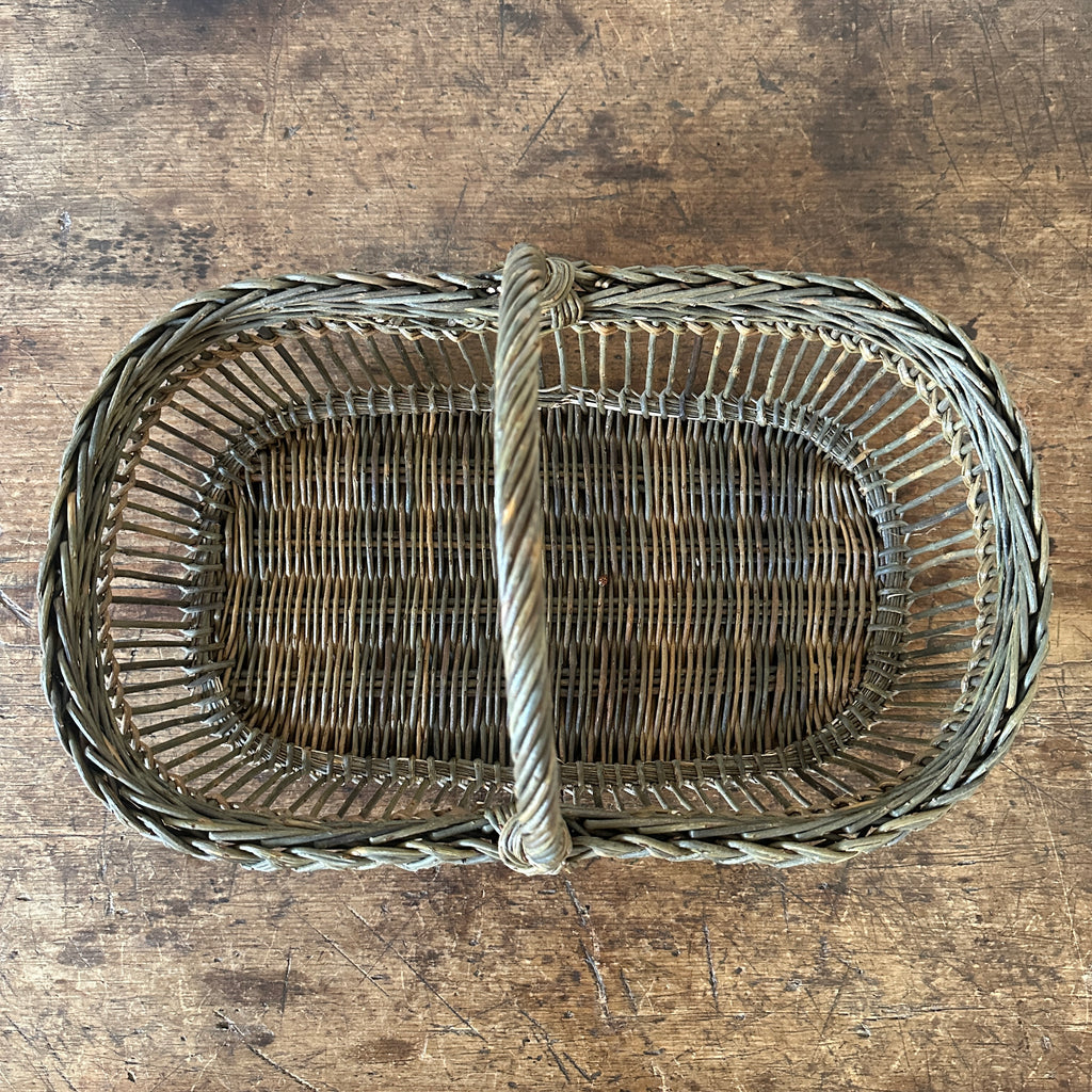 Green Openwork Wicker Butter Basket