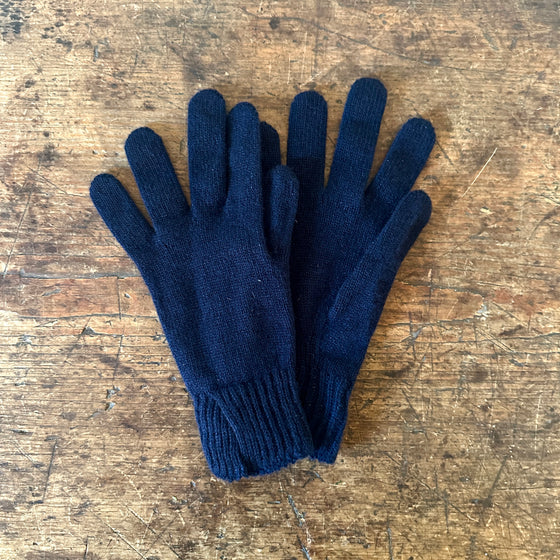 Navy Women's Split Cuff Cashmere Gloves