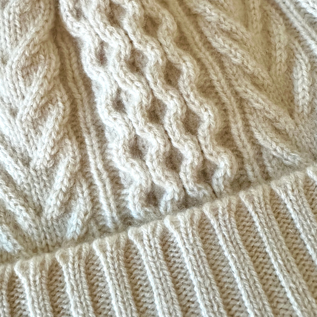 Champagne Aran Cable Knit Cashmere Hat