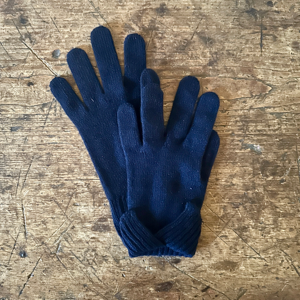 Navy Women's Split Cuff Cashmere Gloves