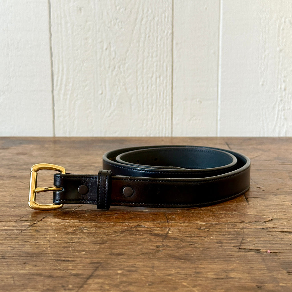 Black 1-Inch Stitched Leather Belt