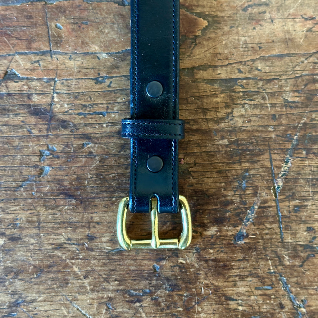 Black 1-Inch Stitched Leather Belt