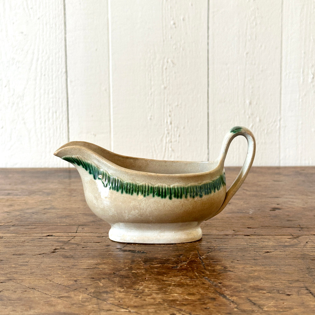 Antique Green Feather-Edge Sauce Boat