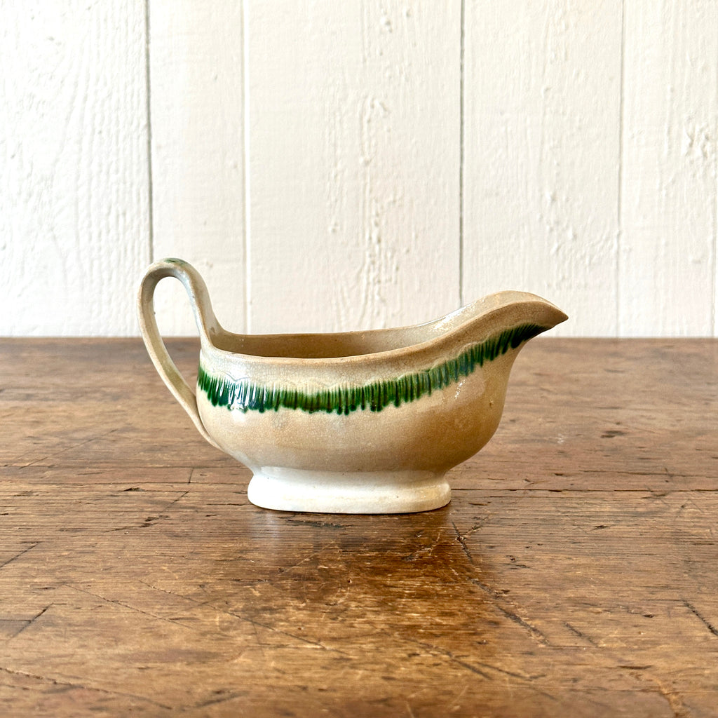 Antique Green Feather-Edge Sauce Boat