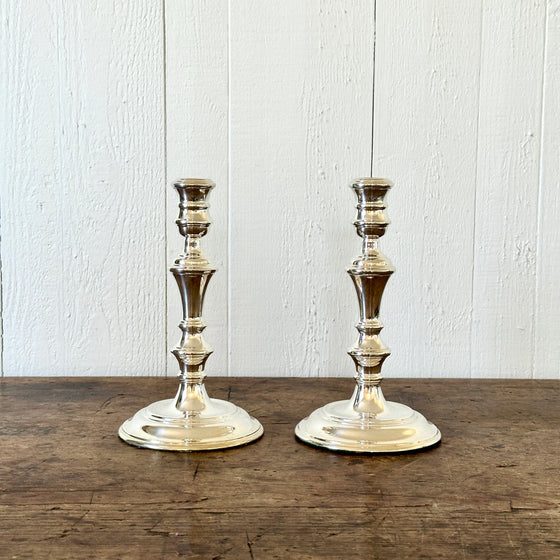 Queen Anne 9" Silver Candlesticks