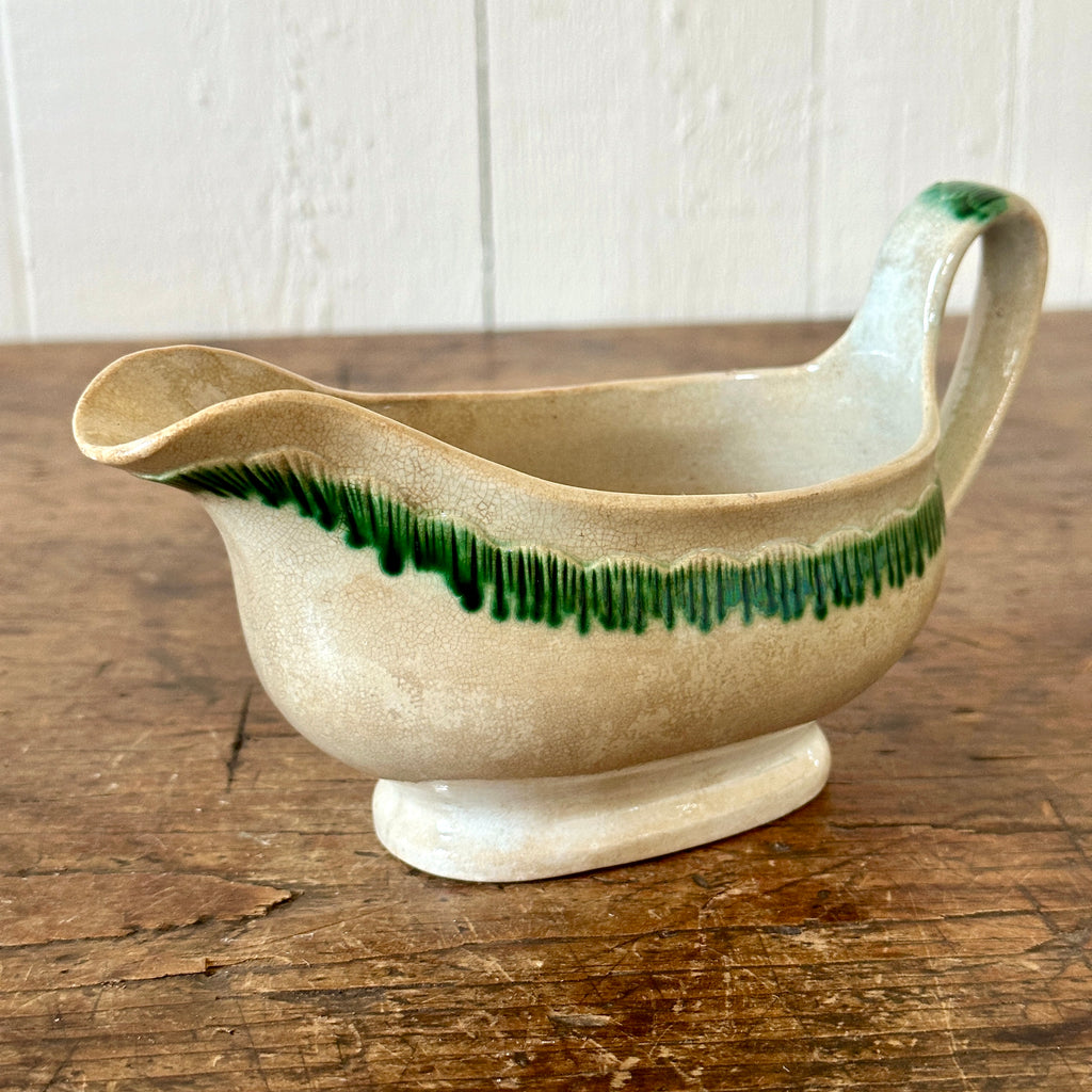 Antique Green Feather-Edge Sauce Boat