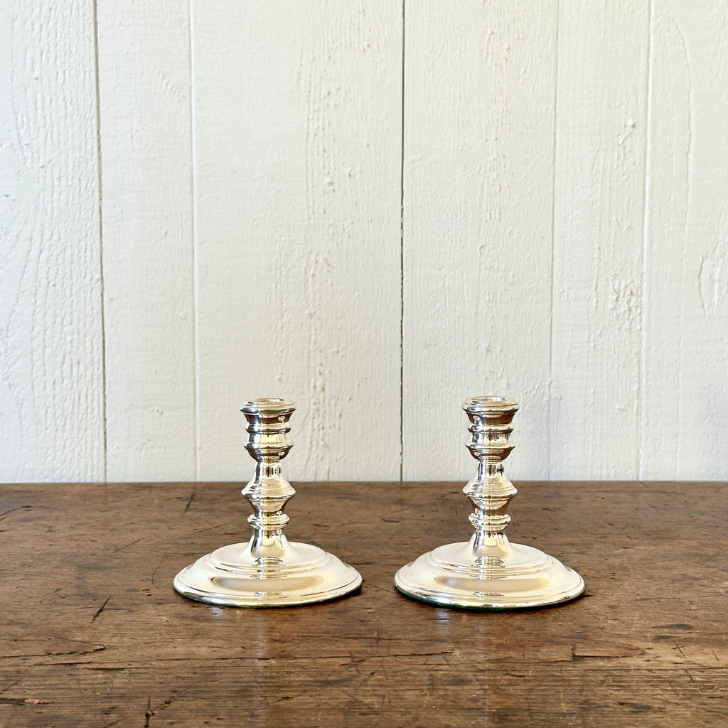 Queen Anne 4" Silver Candlesticks