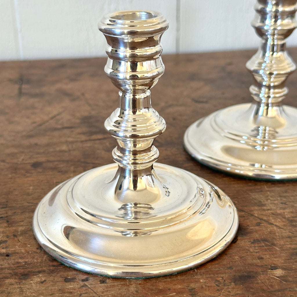 Queen Anne 4" Silver Candlesticks