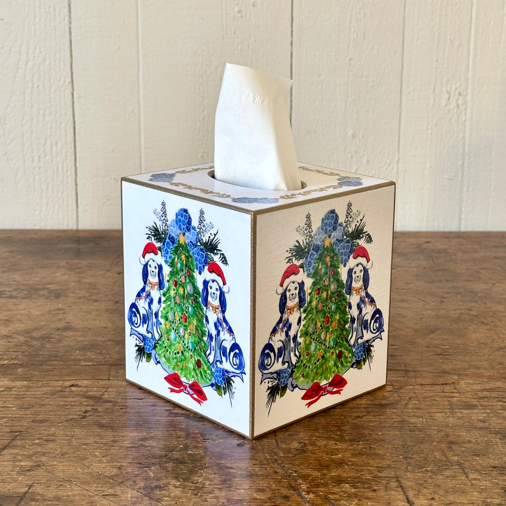 Staffordshire Christmas Wood Tissue Box Cover