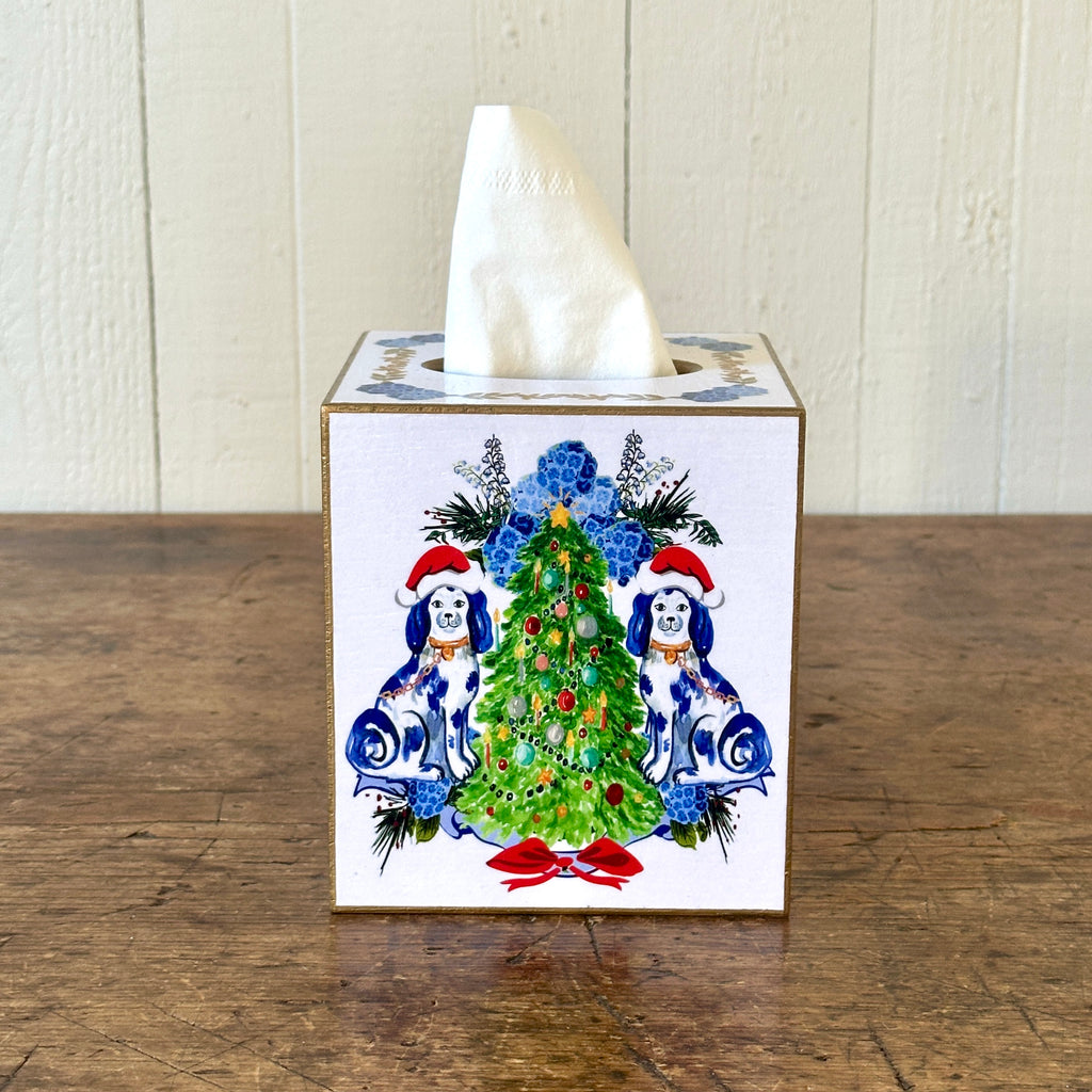 Staffordshire Christmas Wood Tissue Box Cover