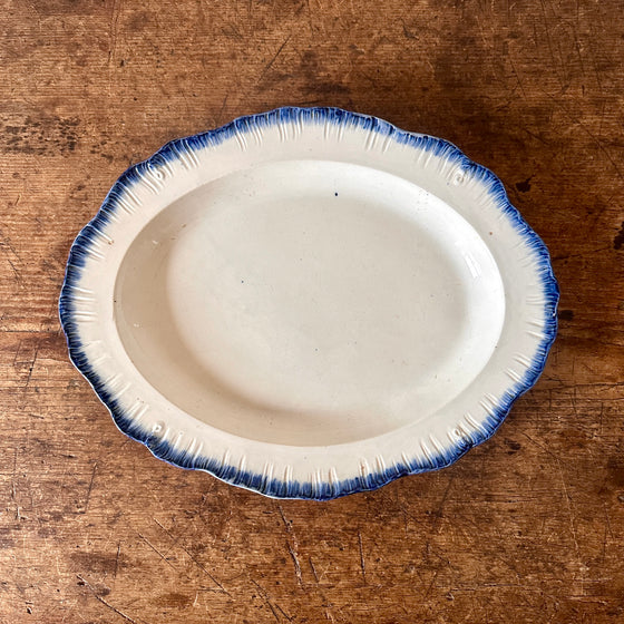 Antique Leeds Feather Edge Oval Platter - 16"