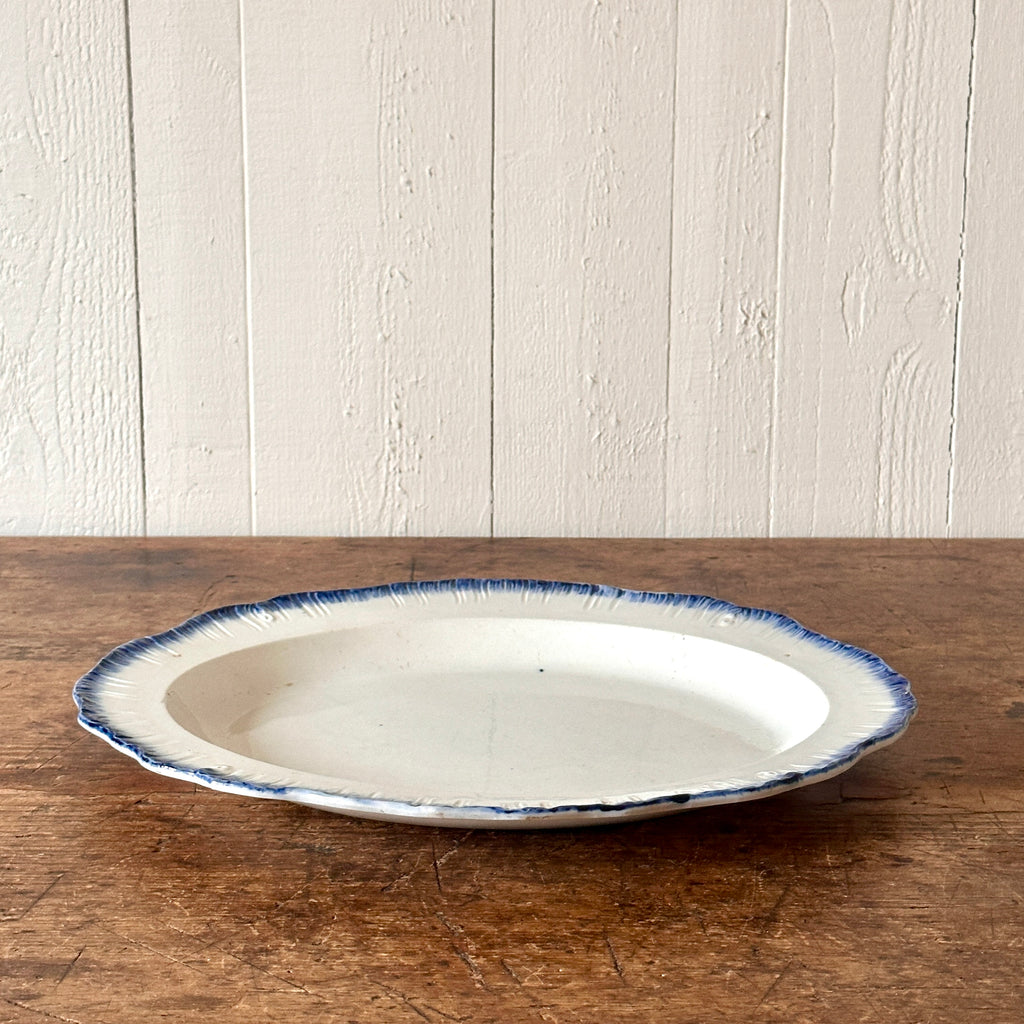 Antique Leeds Feather Edge Oval Platter - 16"