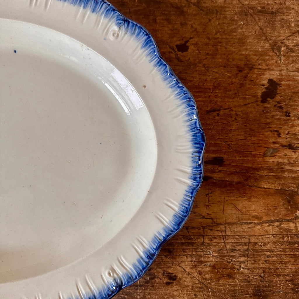 Antique Leeds Feather Edge Oval Platter - 16"