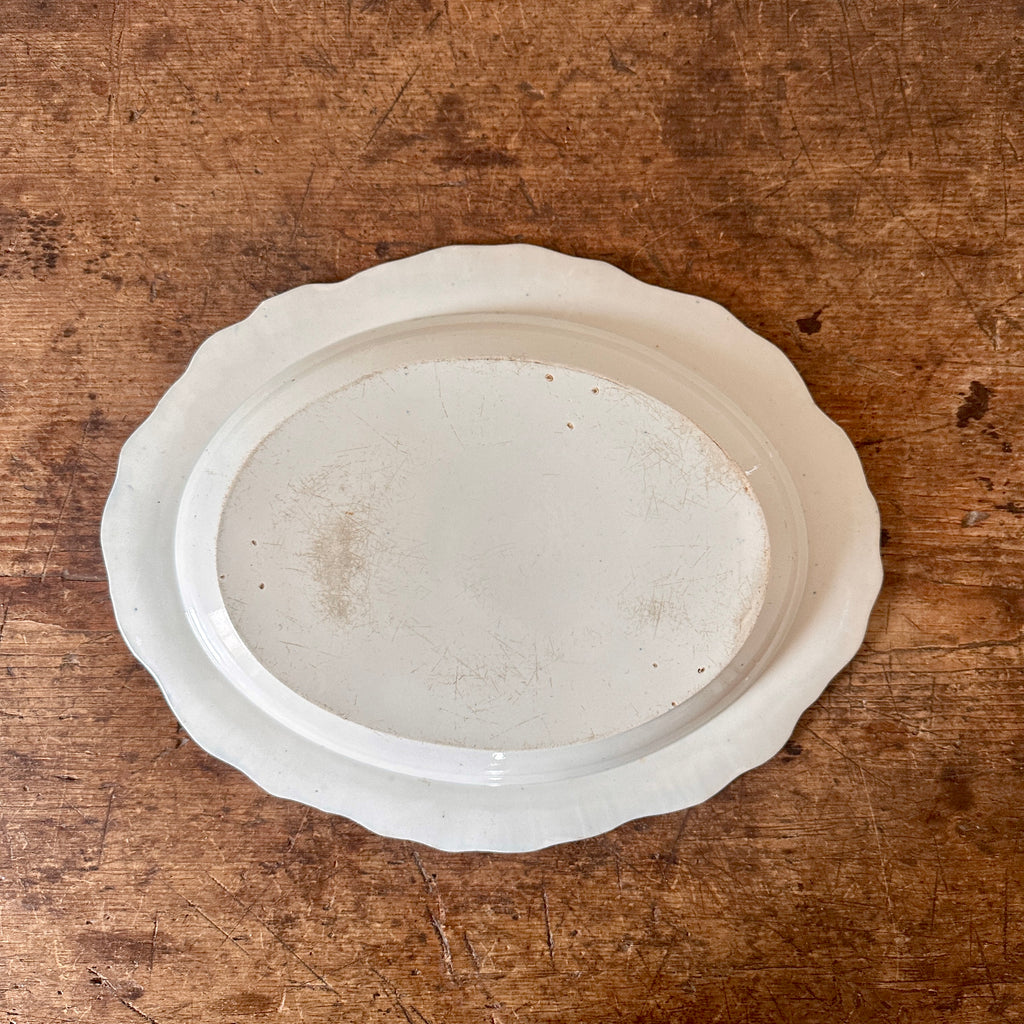 Antique Leeds Feather Edge Oval Platter - 16"