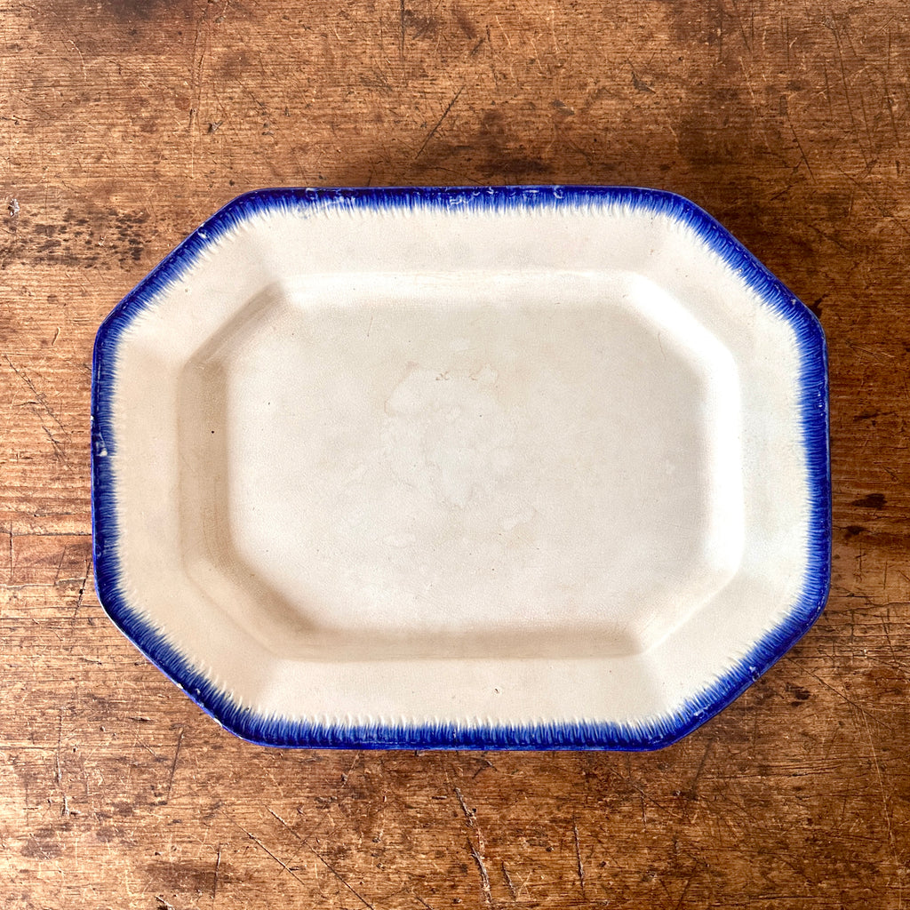 Leeds Blue Feather Edge Platter with Cut Corners - 16"