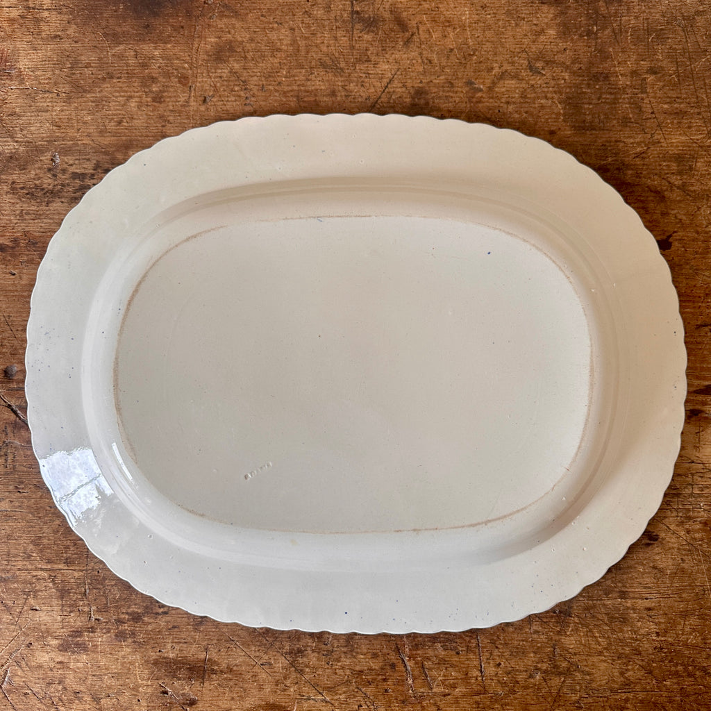 Antique Leeds Blue Feather Edge Oval Platter - 19.75"