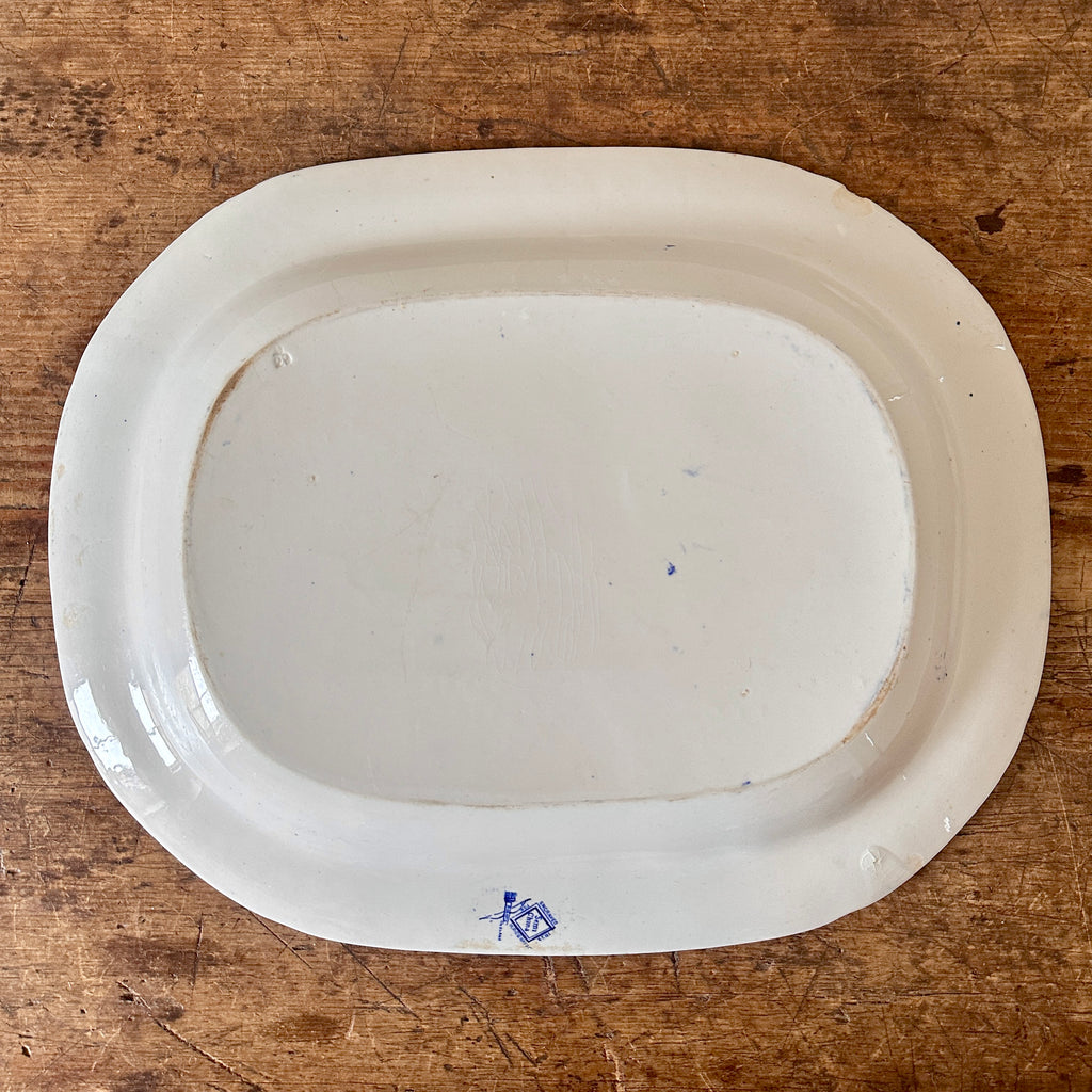 Antique Blue and White Willow Serving Platter - 17.25"