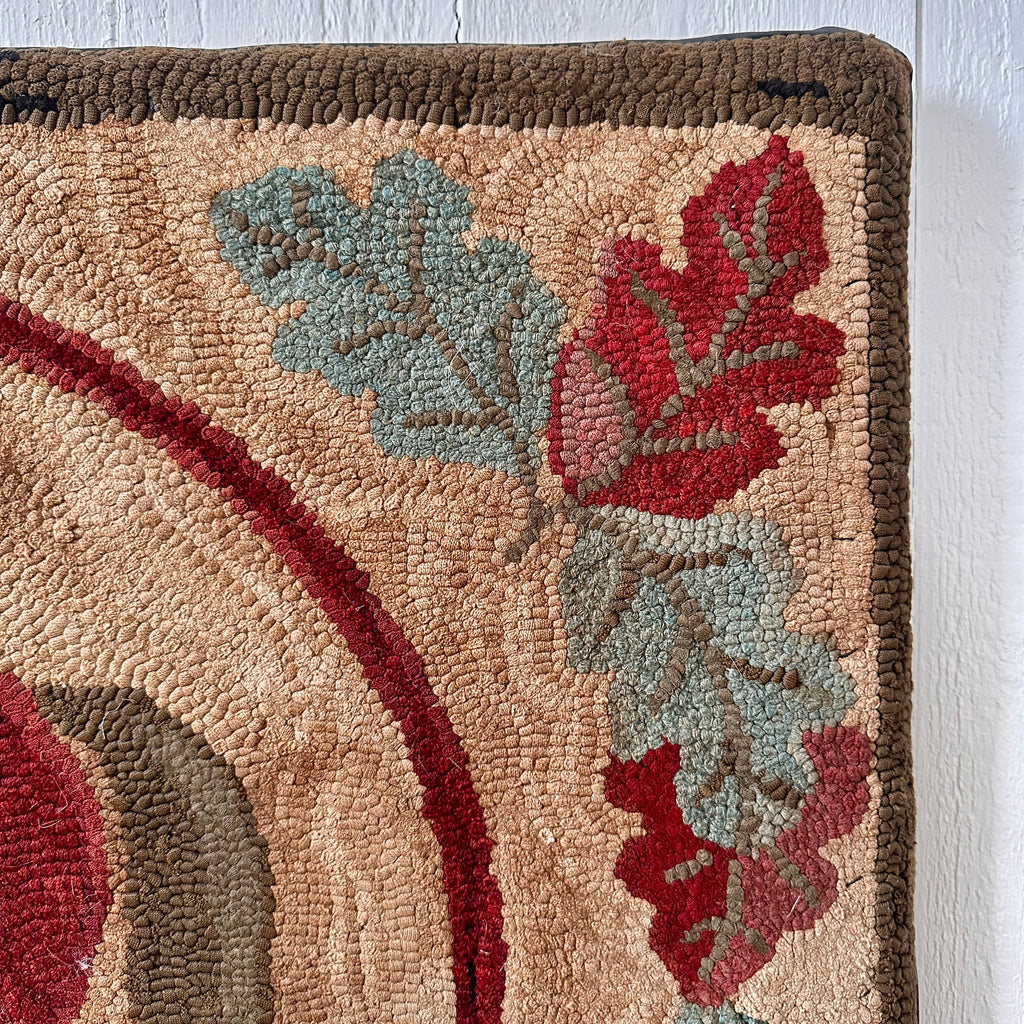 Hand-Hooked Horse Rug on Frame