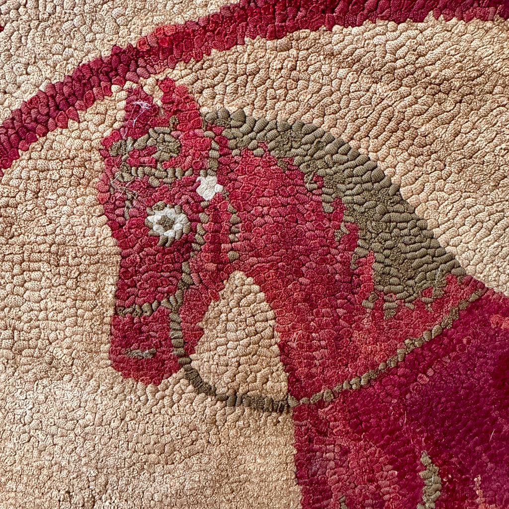 Hand-Hooked Horse Rug on Frame