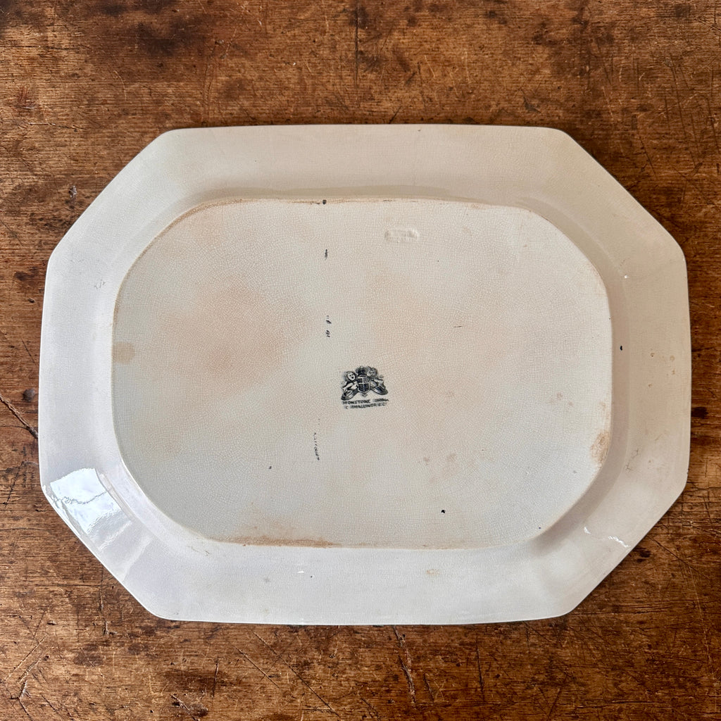 Large Stained Ironstone Platter with Cut Corners - 20.5"