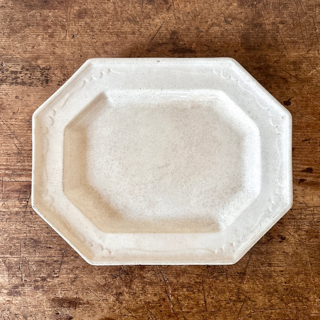 Antique Stained Ironstone Platter with Cut Corners - 16"
