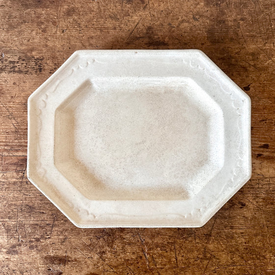 Antique Stained Ironstone Platter with Cut Corners - 16"