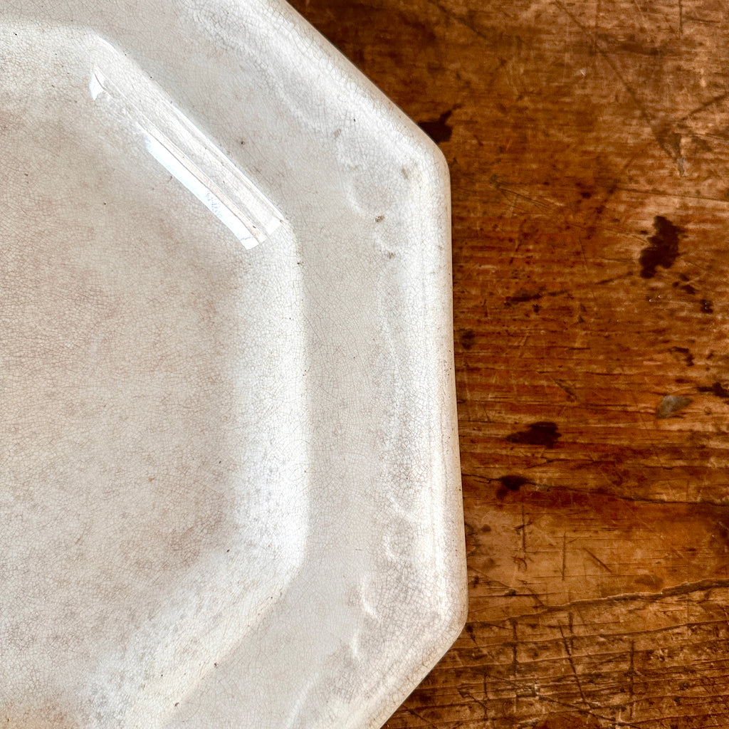 Antique Stained Ironstone Platter with Cut Corners - 16"